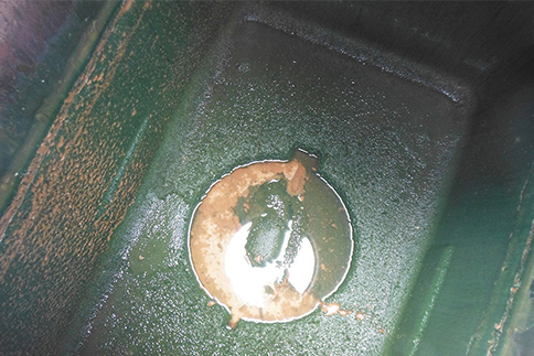 貯水槽内に発生した藻